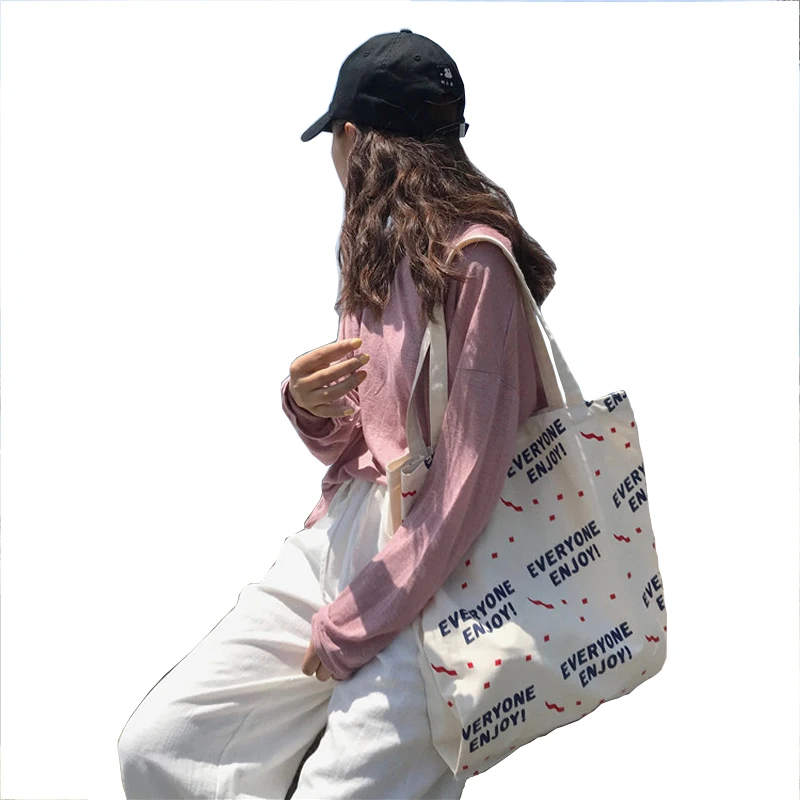 

Reusable Shopping Bags Women Cloth Canvas Bag Large Capacity Foldable Eco Grocery Tote Bag Casual Female Shopper Fabric Handbag
