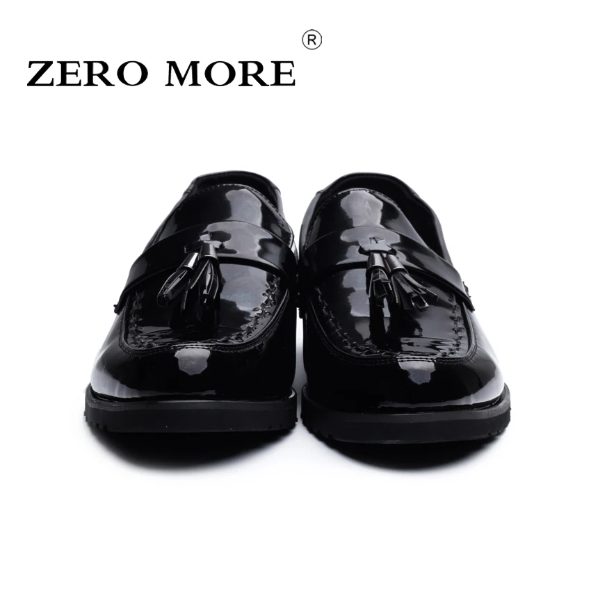 Мужские лакированные туфли ZERO MORE черные повседневные из лакированной кожи без