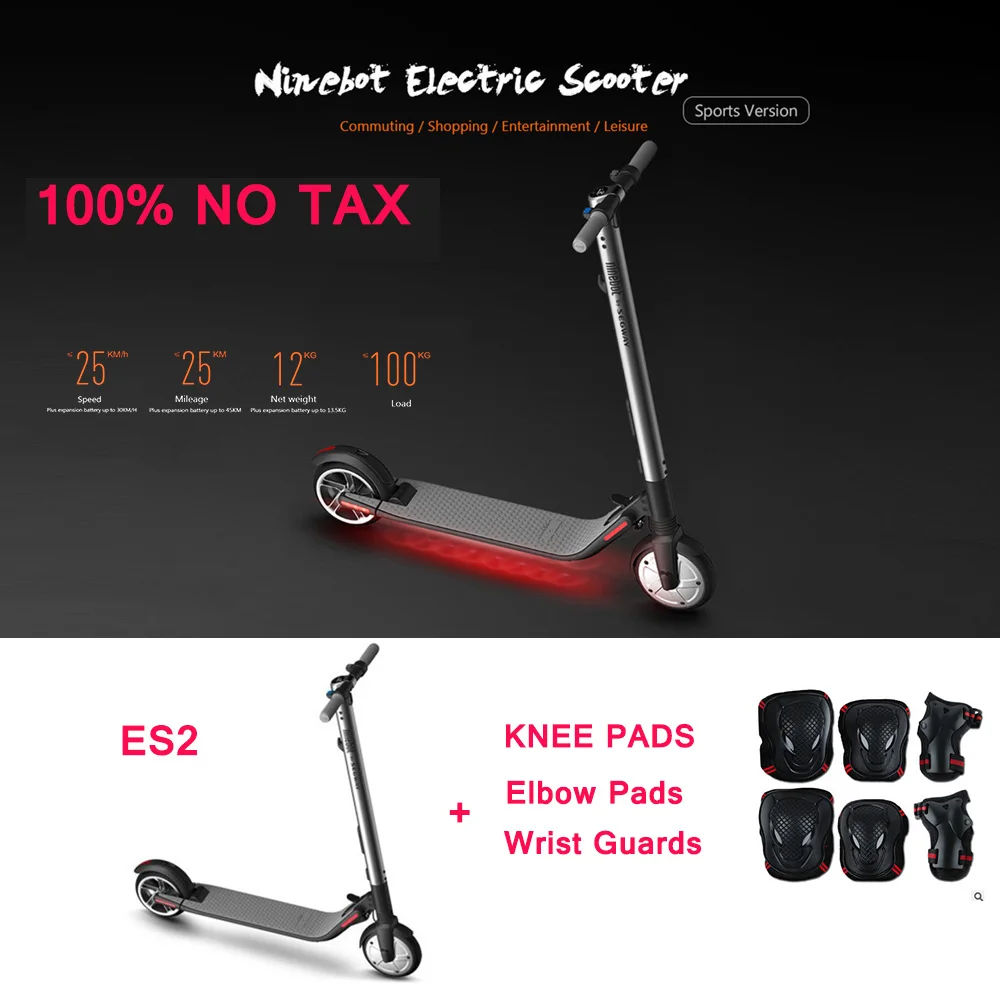 

Ninebot ES2 Folding Electric Scooter 110 - 240V 700W Motor 5.2Ah Battery Electric Scooter Longboard Skateboad EU/US Plug