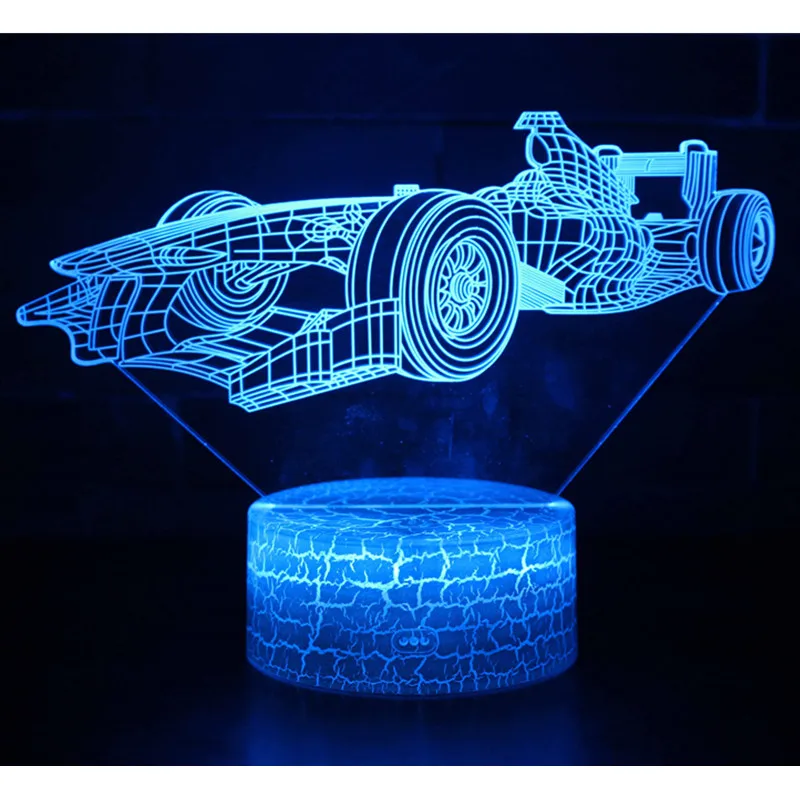 Крутая супер Автомобильная 3D визуальная лампа светится в темноте гоночный