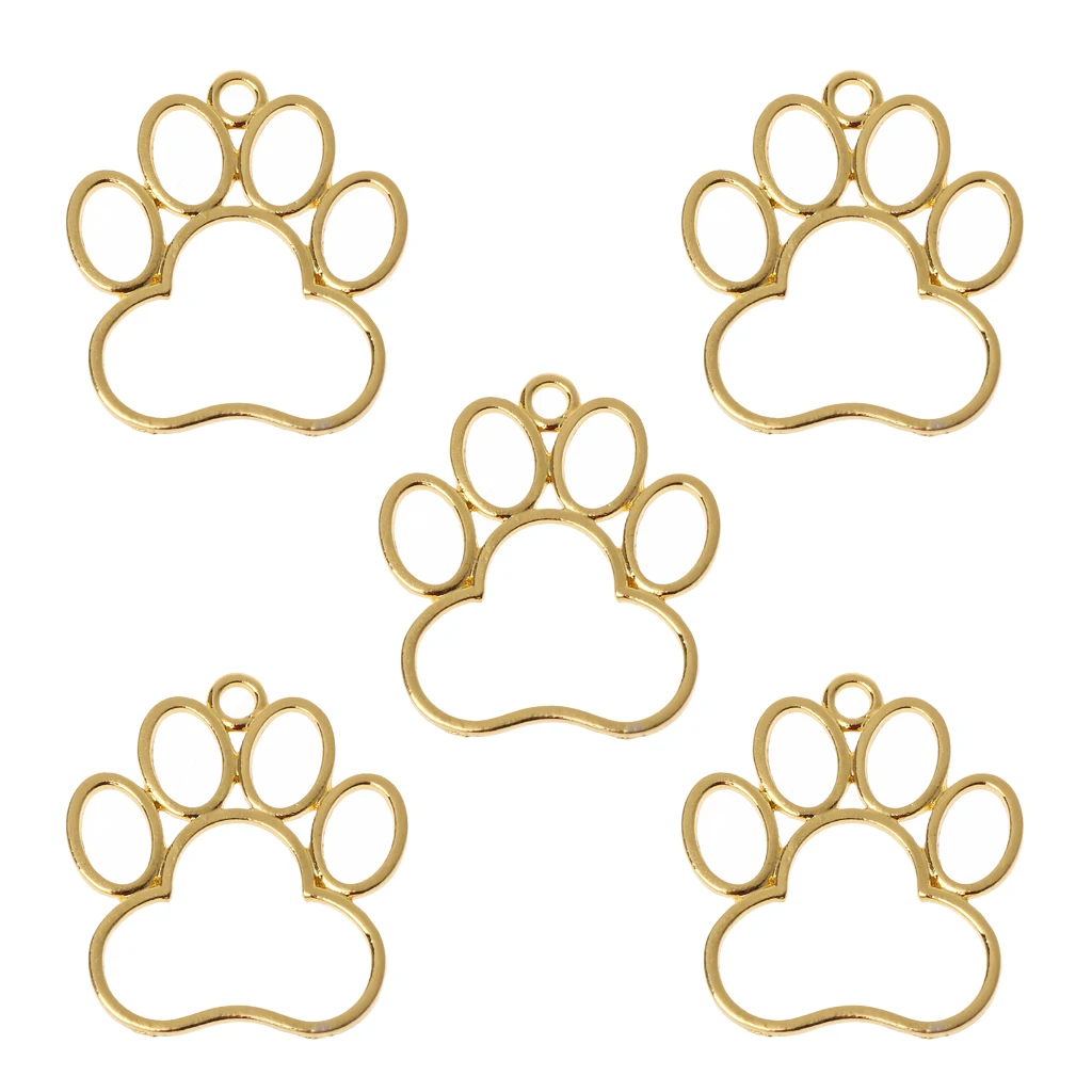 

5Pcs Pet Dog Footprint Blank Frame Pendant Open Bezel Setting UV Resin Jewelry