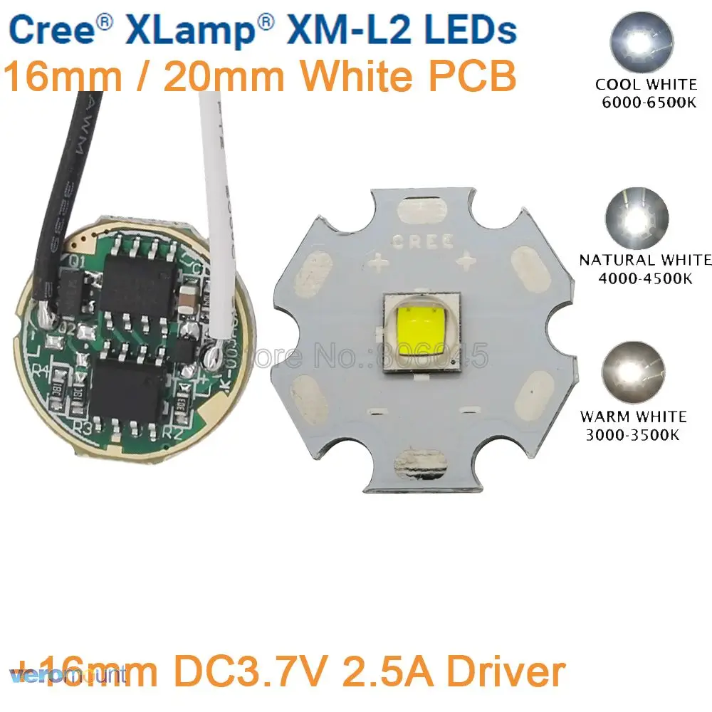 Светодиодный излучатель Cree XML XM-L T6 холодный белый 6500K теплый 3000K нейтральный 4500K 10
