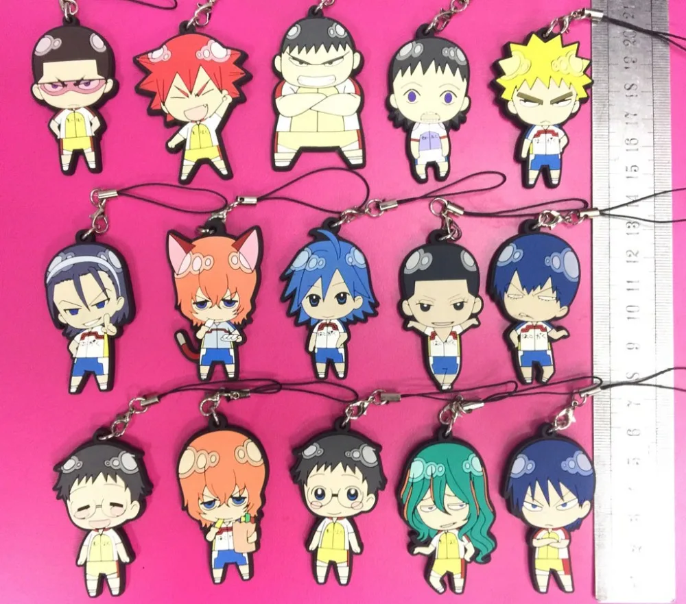 15pcs Lot Yowamushi Pedal Grande Road Original Japanese Anime Figure Rubber Mobile Phone Charms Keychain Strap G1023 Key Chains Aliexpress