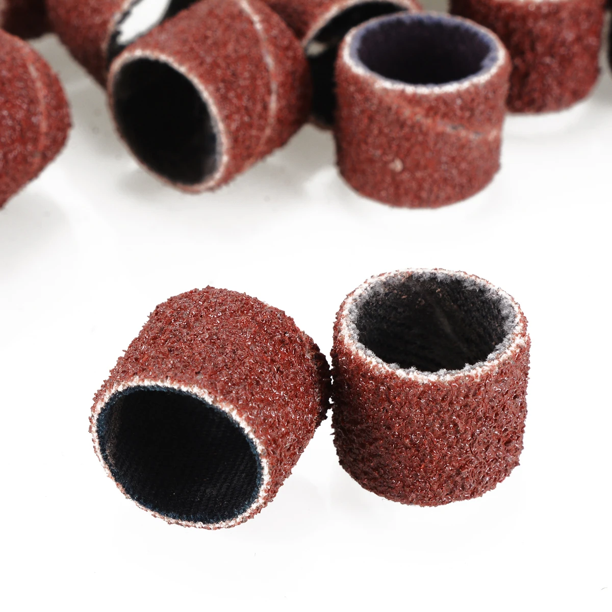 100pcs Rotary Tools 1/2" 80Grit Sander Paper Sanding Bands+2pcs 1/8" Mandrel for Abrasive Tool Woodworking Metal Polishing Tools