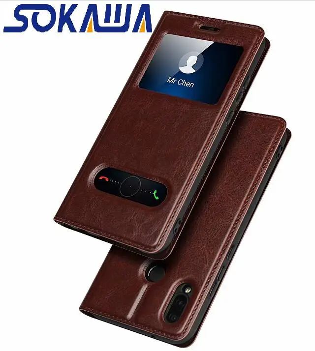 

For Huawei P20 Lite & Huawei P20 Pro Smart Cover Front Magnetic Window View Book Stand Leather Protective Shell Phone Case