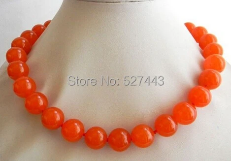 

Wholesale LAN032>> Genuine 12mm Round Orange stone Necklace