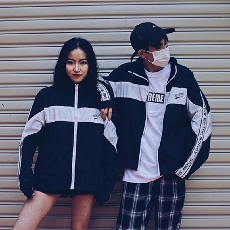 

2019 Hip Hop style Over Size jacket Harajuku pilot street printing kodak Jackets Women coat Zipper Print Outerwear Couple Coat