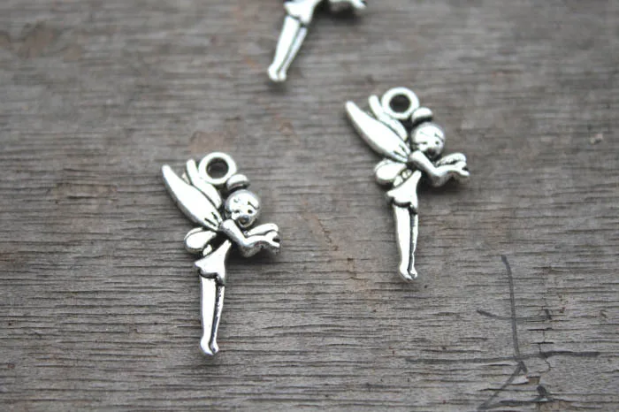 

30pcs Fairy Charms Antique Silver Tone Beautiful Long Wings 25mm x11mm