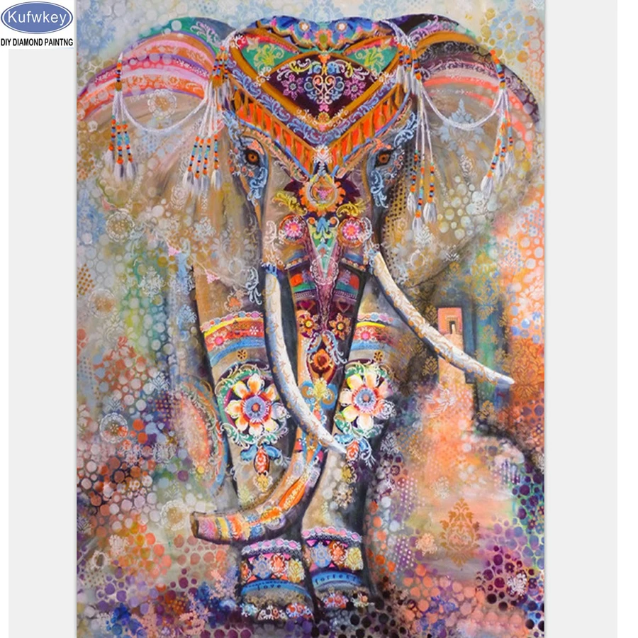 

diy 5d diamond painting animal square rhinestones diamond embroidery Abstract elephant cross stitch mosaic pattern full drill