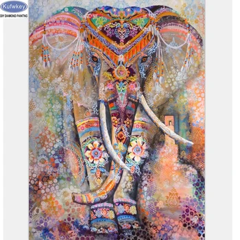 

diy 5d diamond painting animal square rhinestones diamond embroidery Abstract elephant cross stitch mosaic pattern full drill