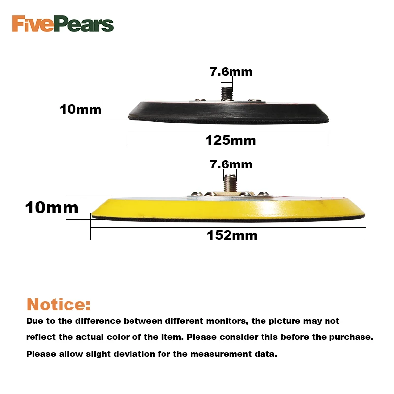 FREE SHIPPING 5 inch or 6 inch Polishing Sander Backer Plate Napping Hook Loop Sanding Disc Pad Best Quality FivePears