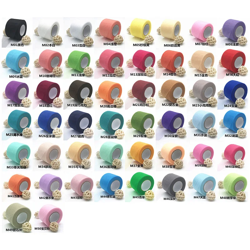 22m/lot 2" 5cm Shiny Tulle Roll Spool Fabric Tutu Skirt Chair Sash Bow Table Runner  Wedding Baby Shower Party Decorations