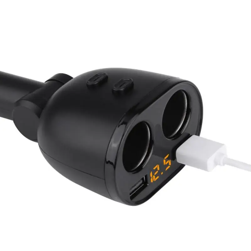 3.1A Dual USB Dual Cigarette Lighter Socket Splitter Car Charger