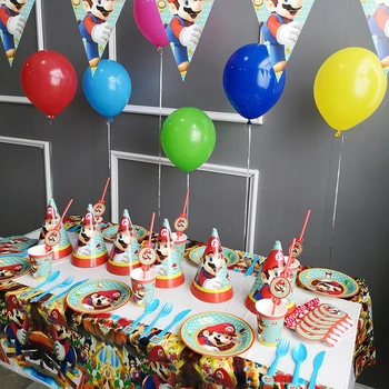 

Anime Super Mario Run Luigi Peach Kids Birthday Party Decoration Supply Baby Birthday Party Pack event supplies candy bar