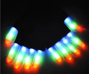 

LED Flash Gloves Five Fingers Light Ghost Dance Black Bar Stage Performance colorful Rave Light Finger Lighting Gloves Glow Flas