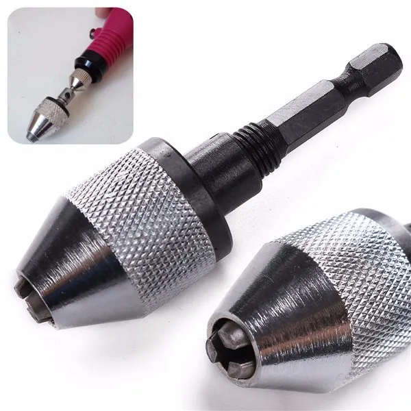 2 Pcs Lot 1/4 Inch Keyless Conversion Chuck for Impact Driver 0.3 6 5