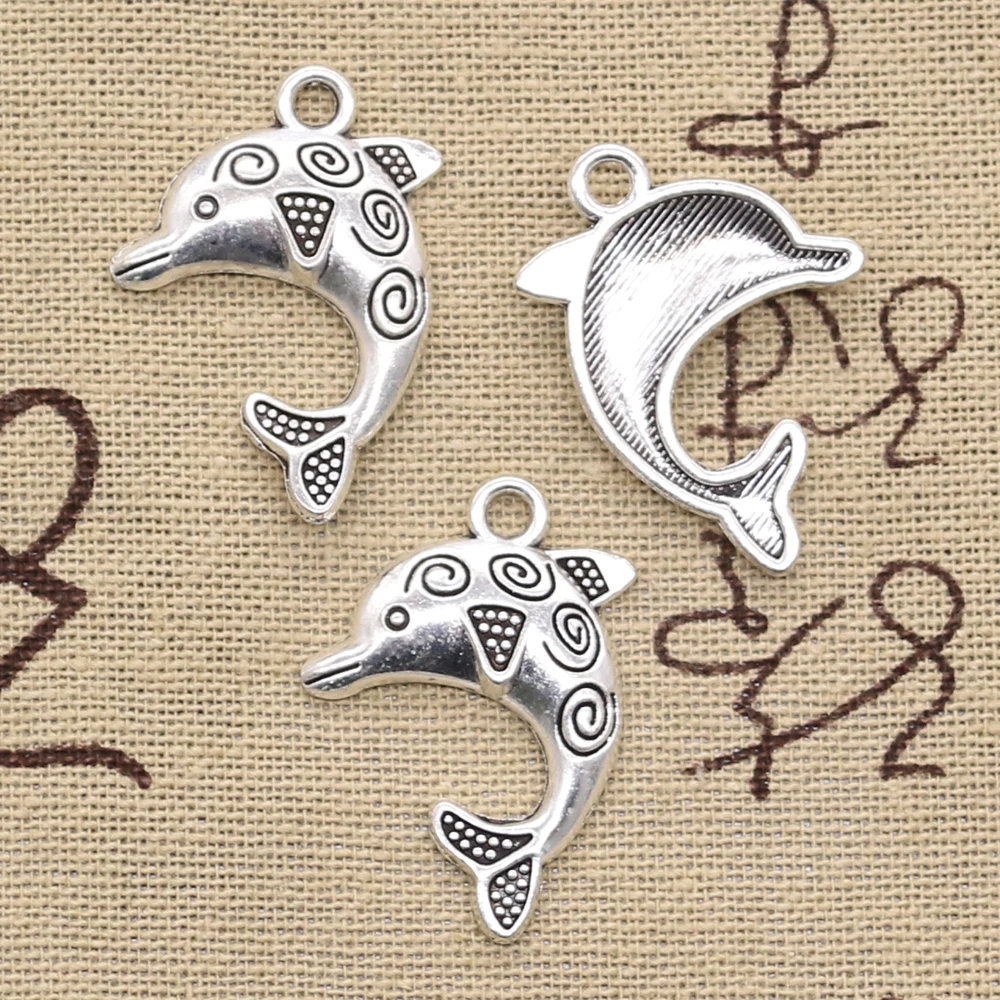 

15pcs Charms Dolphin 24x30mm Antique Silver Color Plated Pendants Making DIY Handmade Tibetan Silver Color Jewelry