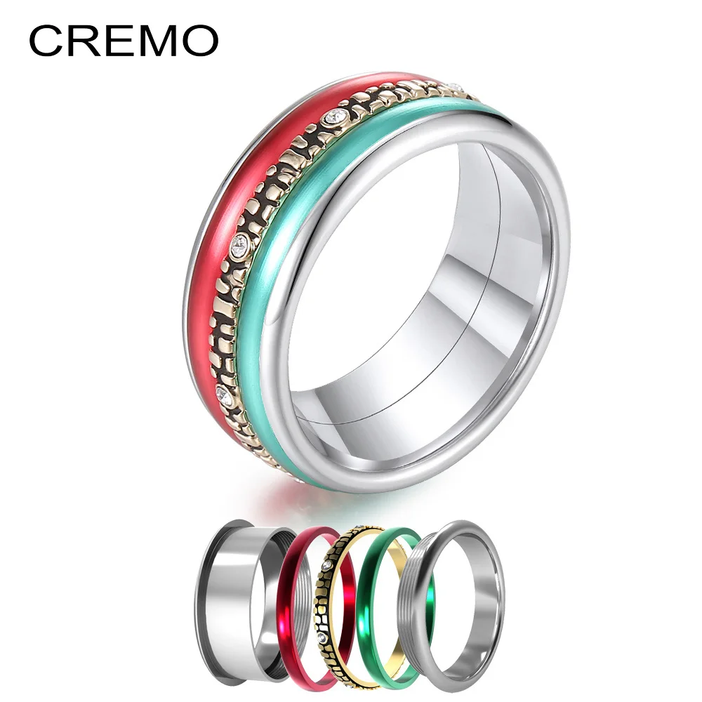 

Cremo Titanium Rings For Men Women Wedding Bands Trendy Rainbow Groove Rings Jewelry USA Size Arctic Symphony Collection Ring