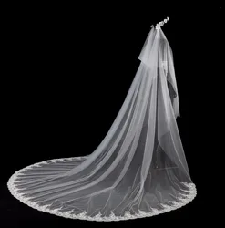 Long 3m Wedding Veils Elegant Bride Wedding Accessories Appliques Edge Long Bridal Veils 2020 In Stock