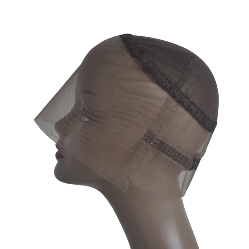 Brown 360 Full Lace Wig Cap Base Swiss Lace Cap With Adjustable Straps And Guide Line Lace Wig Cap For Making 360 Wig