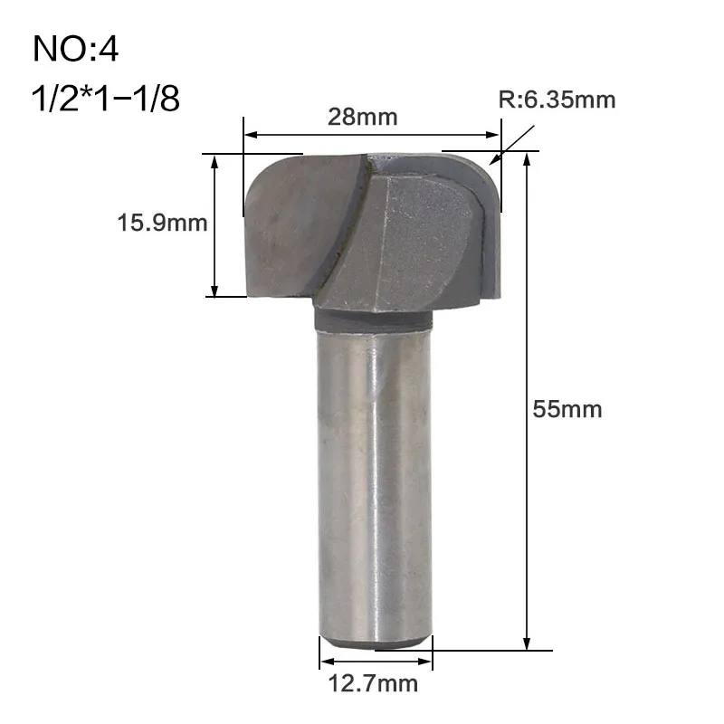 1 шт. 1/" хвостовик чаши и лоток шаблонный маршрутизатор бит карбида вольфрама Концевая фреза для деревообработки режущий инструмент Дерево Фрезерный резак - Длина режущей кромки: NO4