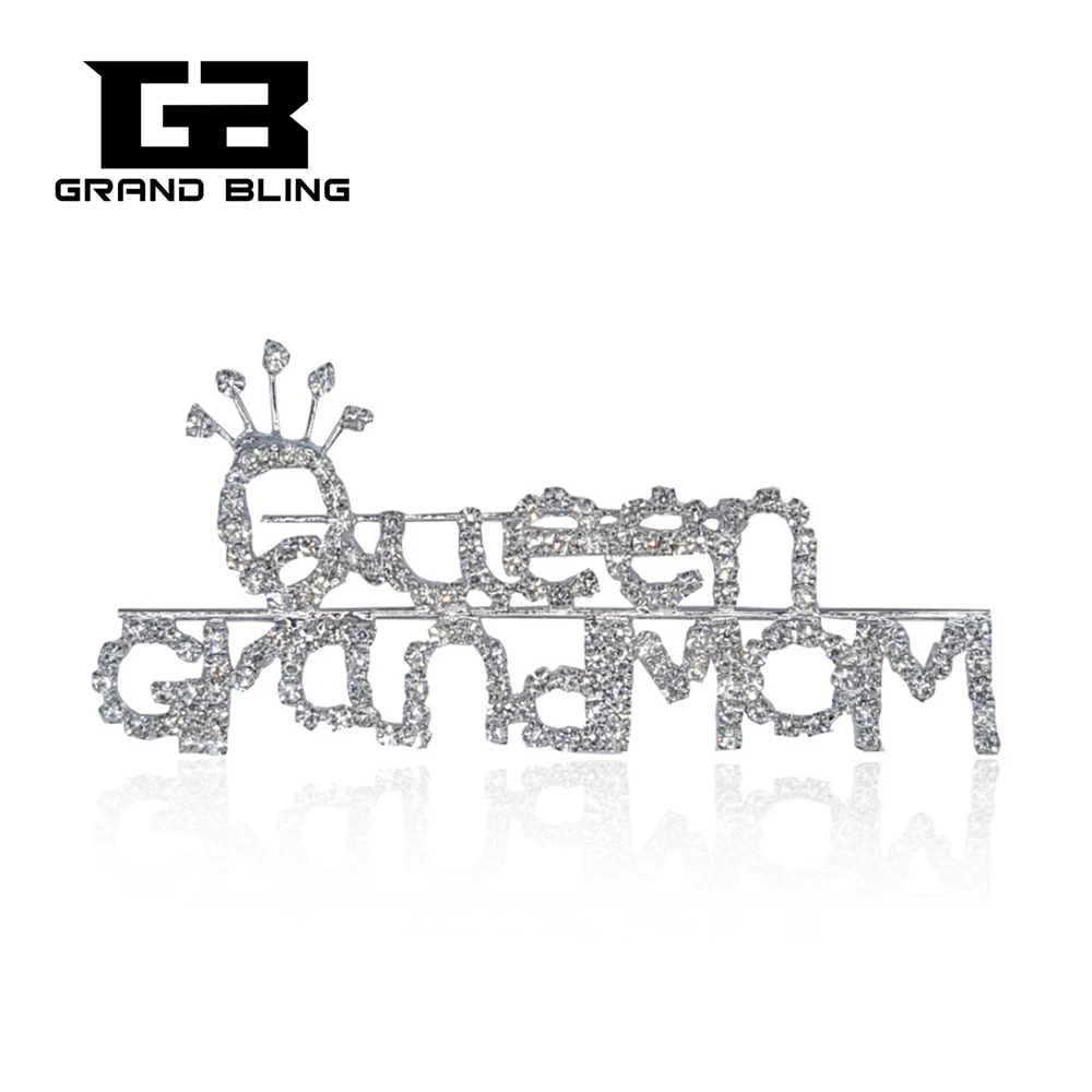 

Handmade Jewelry Rhinestone Brooch "QUEEN GRANDMOM" Pin to Your Beloved Grandmother FREE SHIPPING