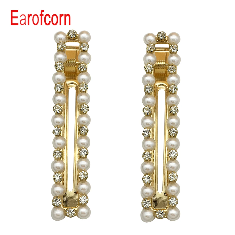 

Earofcorn Simple Pearl Rhinestone bangs Clip Top Clip Hair Accessories(a Pairs Set)