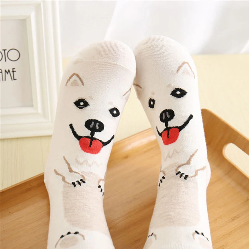 Naiveroo/женские носки с героями мультфильмов; носки-невидимки из хлопка с изображением кота и маленькой собаки; милые летние носки унисекс с изображением хаски
