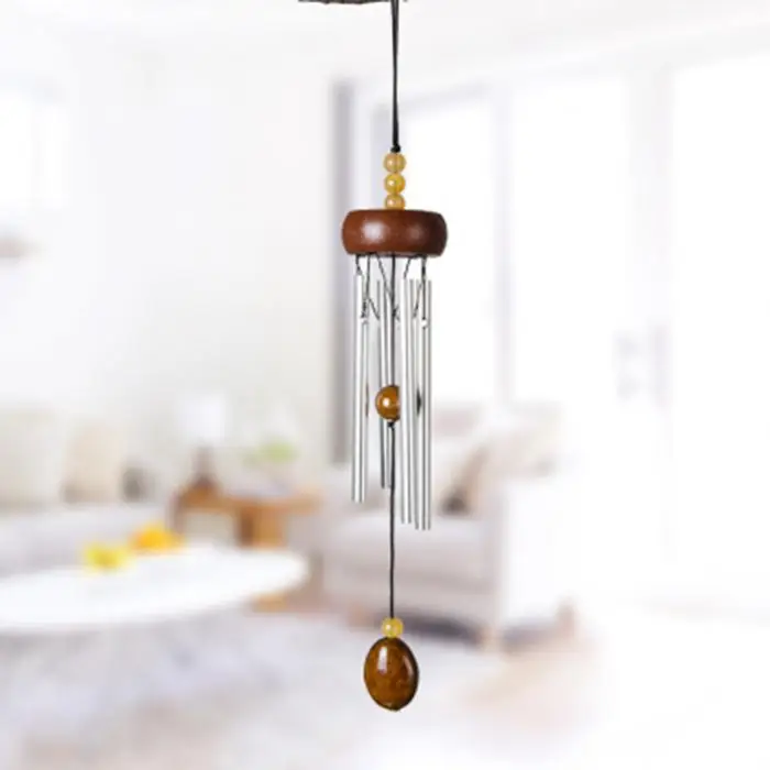 Wind Chime 4 алюминиевые металлические трубы ретро деревянные Windchime для сада патио балкона FP8