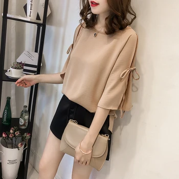 

2018 Women Blouses Shirt Summer Strap Sleeve Loose Shirt Chiffon Shirt Female Blusas