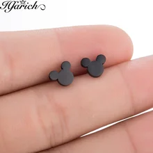 Hfarich серьги-гвоздики из нержавеющей стали с изображением Микки Мауса для женщин и девочек, подарок на день рождения, милые серьги «Микки Маус», черные женские