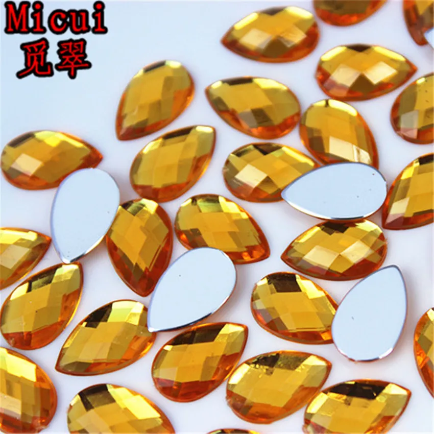 Micui 100 шт. 8*13 мм разные цвета стандартные акриловые драгоценные камни с плоским