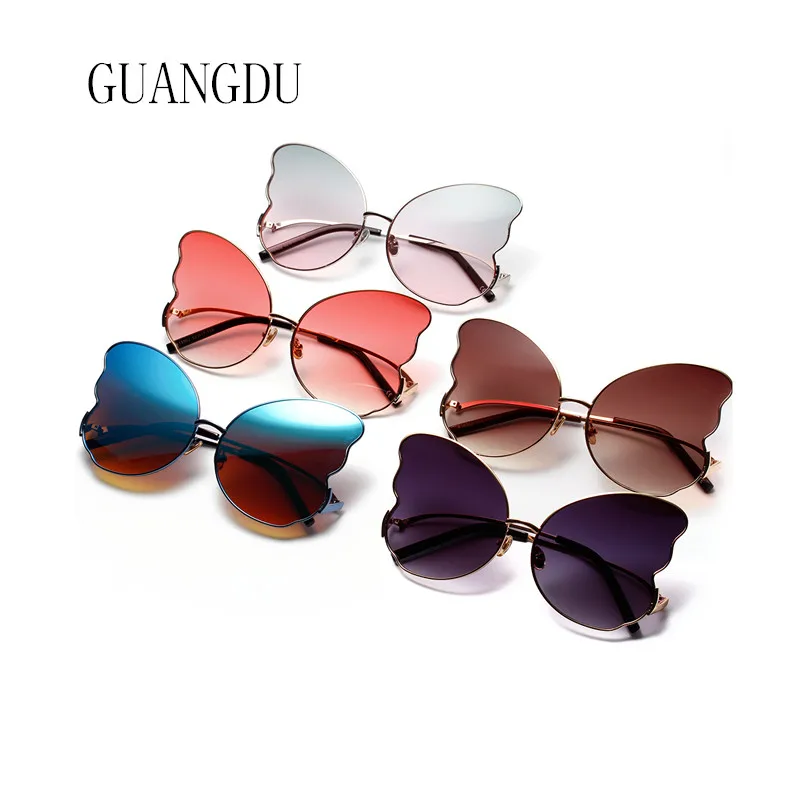 Негабаритных бабочка очки кадров золотой оправе солнцезащитные очки Для мужчин Винтаж металлические солнцезащитные очки синий и красный