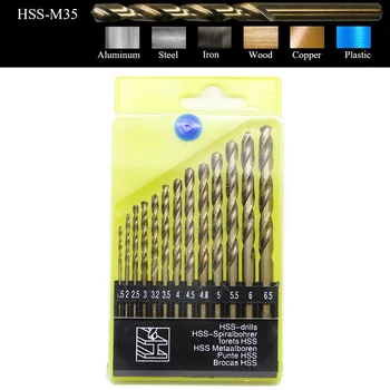 

13pcs HSS-Co M35 Twist Drill Bit Set Auger Hole Cutter Drilling Tool 1.5mm-6.5mm