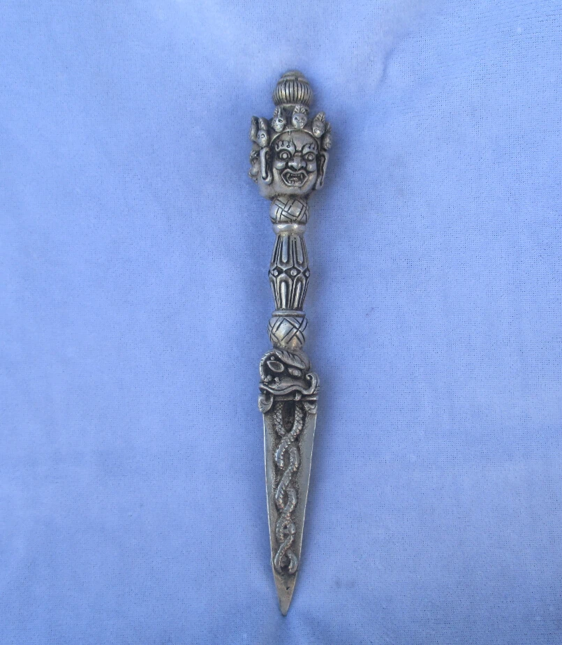 

Collectible Old Handwork Tibet silver Buddhist Sword /Ritual Dagger statue from tibetan ,Long 19CM