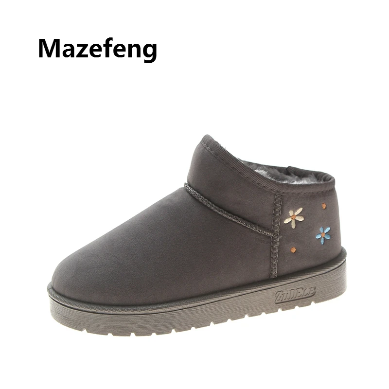 Mazefeng 2018 New Winter Shoes Keep Warm Women Casual Boots Female Cute Boots With Velvet Women Snow Boots Ankle Preppy Style