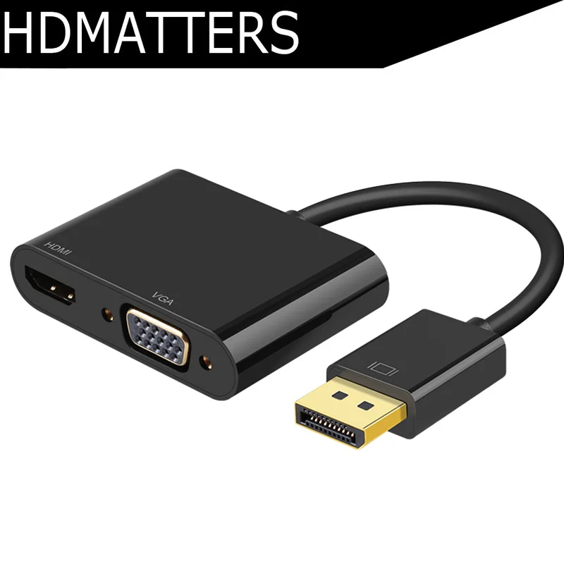 

4K Displayport to HDMI VGA converter adapter cable 2-in-1 design Displayport 1.2 device supported