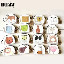 

Monsisy Coin Purse Wallet Children Girls Boys Change Bag Holder Zip Coin Pouch Kids Baby Cartoon Fox/Cat/Elk Linen Money Bags