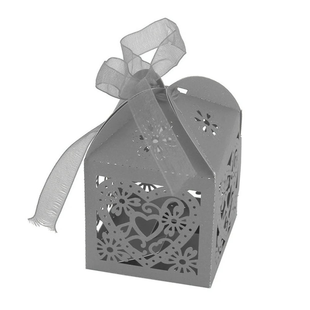WITUSE 50/100/200x Переливающаяся бумага в форме сердца для сладостей коробки для конфет на свадьбу, подарок на день рождения, свадьбу - Цвет: silver