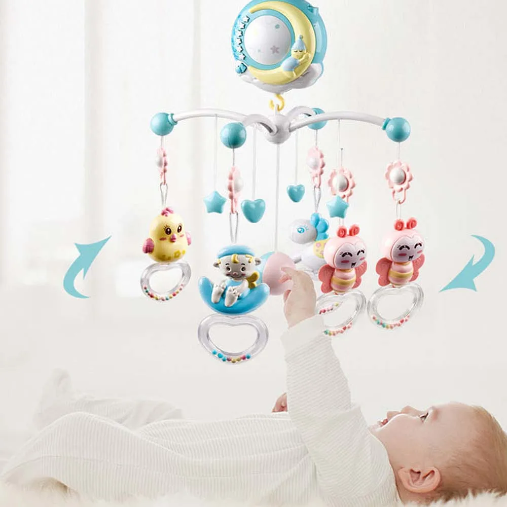 Погремушку радио-няня s держатель для игрушек вращающийся радио-няня кровать музыкальная шкатулка проецирования раннего обучения детей игрушка крутящиеся колокольчики на кровать