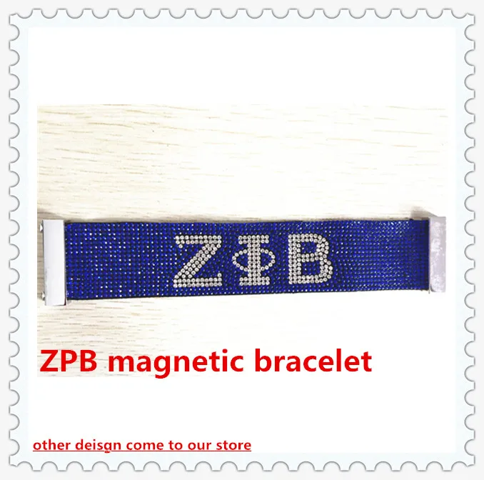 ZPB кожаный браслет из камня zeta phi beta Магнитный блестящий с прозрачными словами