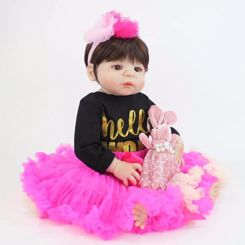 55 см полный силиконовые Reborn Baby Doll игрушка как настоящая девочка Bonecas винил новорожденных малышей Bebe игрушка для сна подарок на день рождения