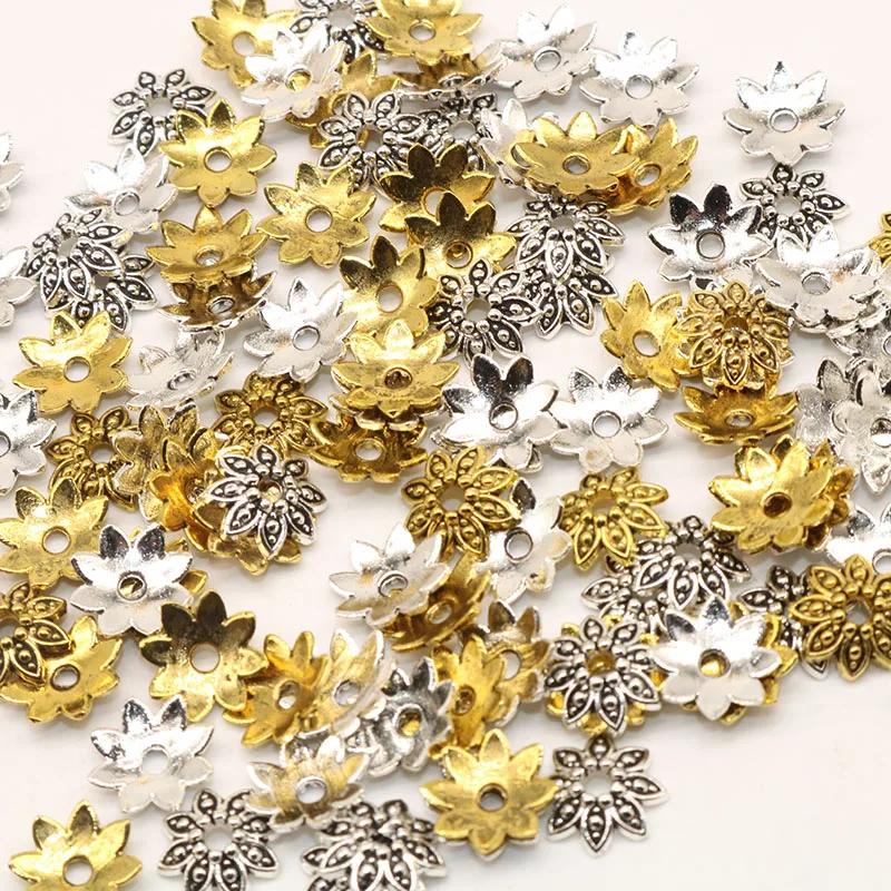 100 шт./лот, бусины в форме цветка, заглушки, лепестки бусин, Подвески для изготовления ювелирных изделий, отверстие 1,5 мм(без содержания свинца и никеля