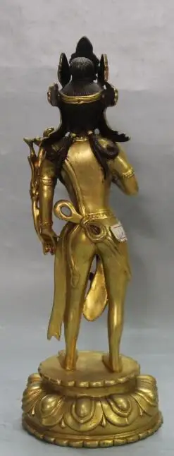 S5114 10 &quotКитайский буддизм фиолетовая бронза 24K Золотая подставка Лотос зеленый