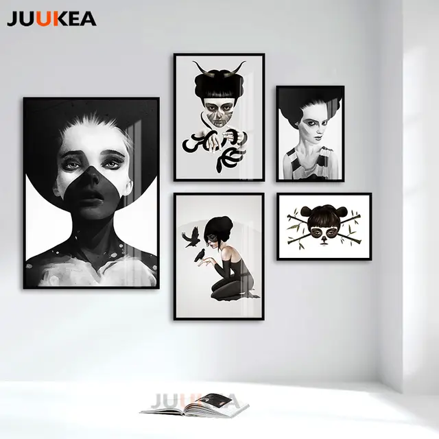 Modern Vogue Black White Soul Ghost Masked Bad Girl Posters And