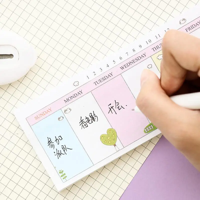 

Kawaii Cartoon Week Plan Notebook Vintage Notepad Copybook Daily Memos Day Planner Kraft