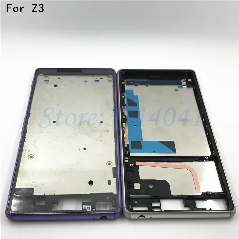 

For Sony Xperia Z3 L55 L55w D6603 D6653 Housing Middle Bezel Plate LCD Frame chassis with Power Volume Button Dust Plug Cover