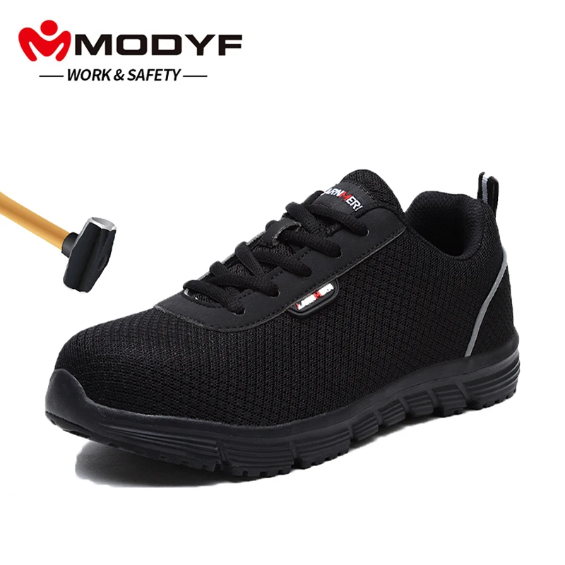 

MODYF Women's Steel Toe Work Safety Shoes Lightweight Breathable Anti-Smashing Non-Slip Reflective Casual Sneaker