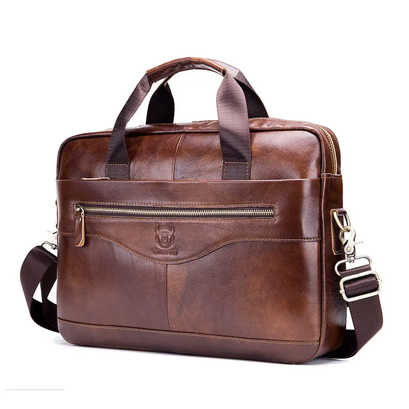 

Luxury Genuine Leather Men Briefcases Real Cowhide Handbag Shoulder Bags Vintage Business Laptop Travel Bags Men's Briefcase