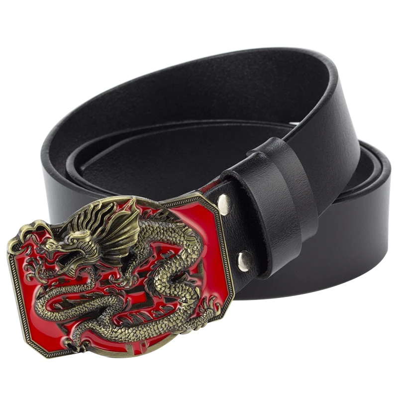 

Dragon belt buckle casual decorative leather belt